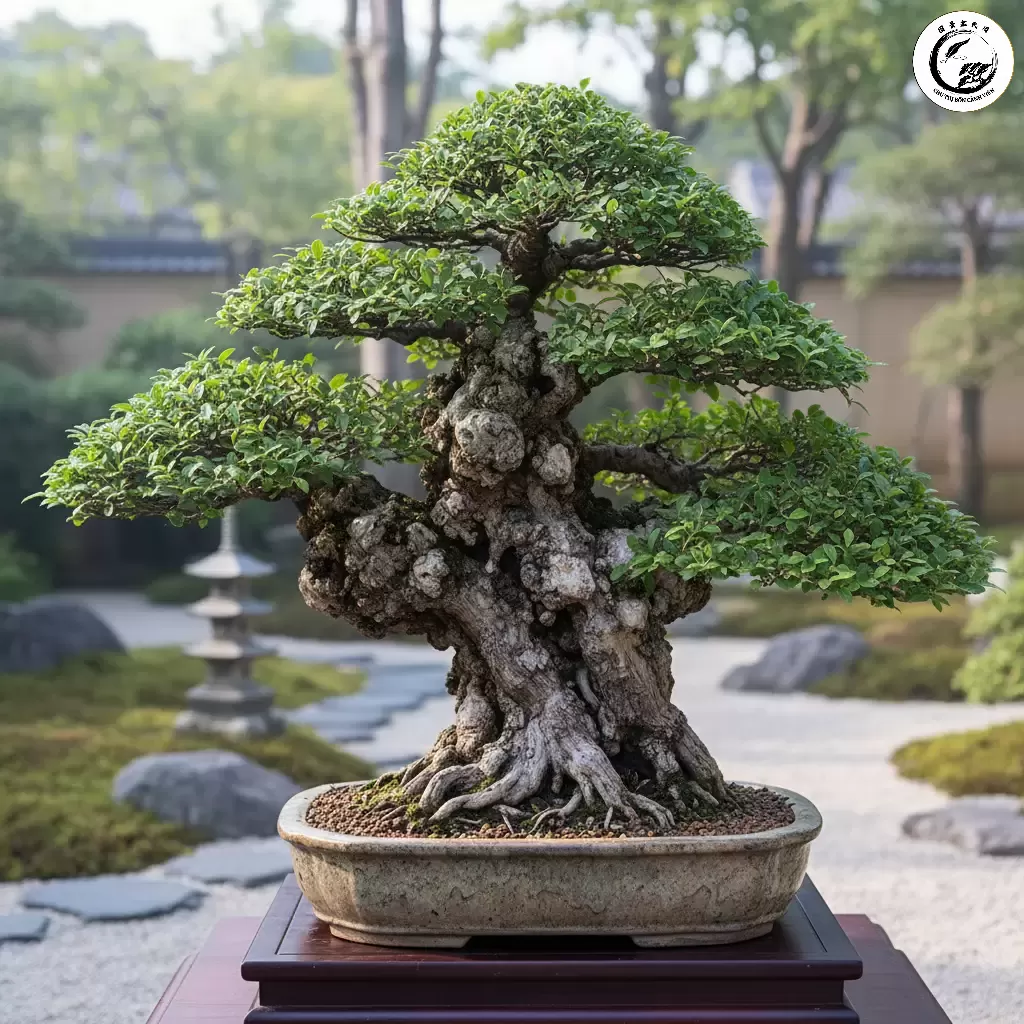 Cây duối cảnh bonsai được tạo dáng công phu thể hiện vẻ đẹp cổ kính và sức sống mãnh liệt