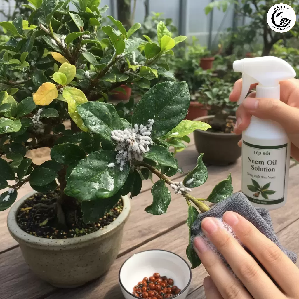 Kiểm tra lá Duối thường xuyên để phát hiện sớm các loại sâu bệnh như rệp sáp