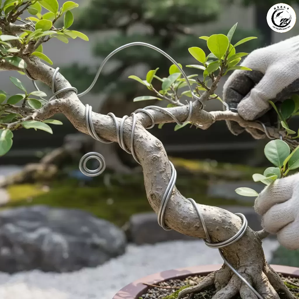 Uốn dây là phương pháp hiệu quả để định hình các cành Duối non theo ý muốn