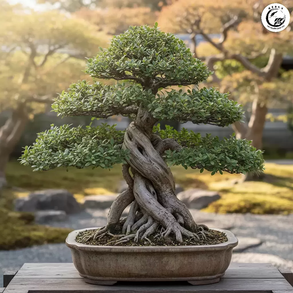 Cây Duối được tạo dáng bonsai thể hiện vẻ đẹp cổ kính và sức sống mãnh liệt