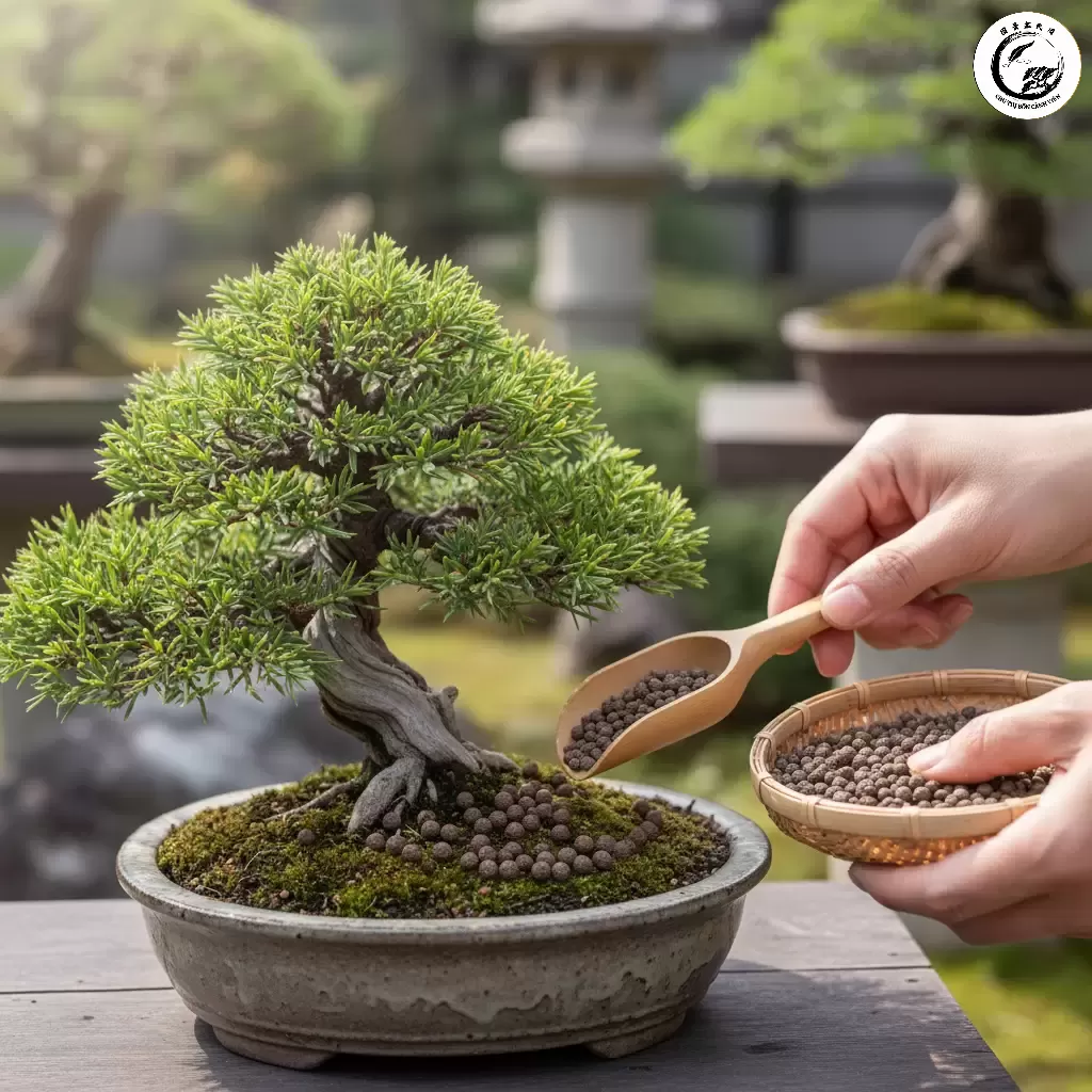 Sử dụng phân hữu cơ dạng viên tan chậm đặt trên bề mặt giá thể giúp cây Duối hấp thụ dinh dưỡng an toàn và bền vững