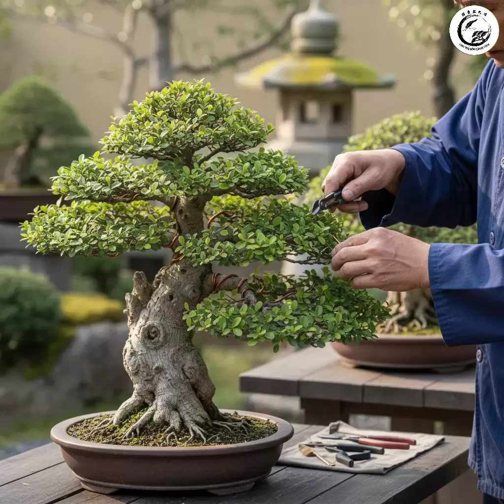 Tỉa giật giúp tạo ra các cành cấp hai cấp ba dày đặc mang lại vẻ già cỗi và hoàn thiện cho cây