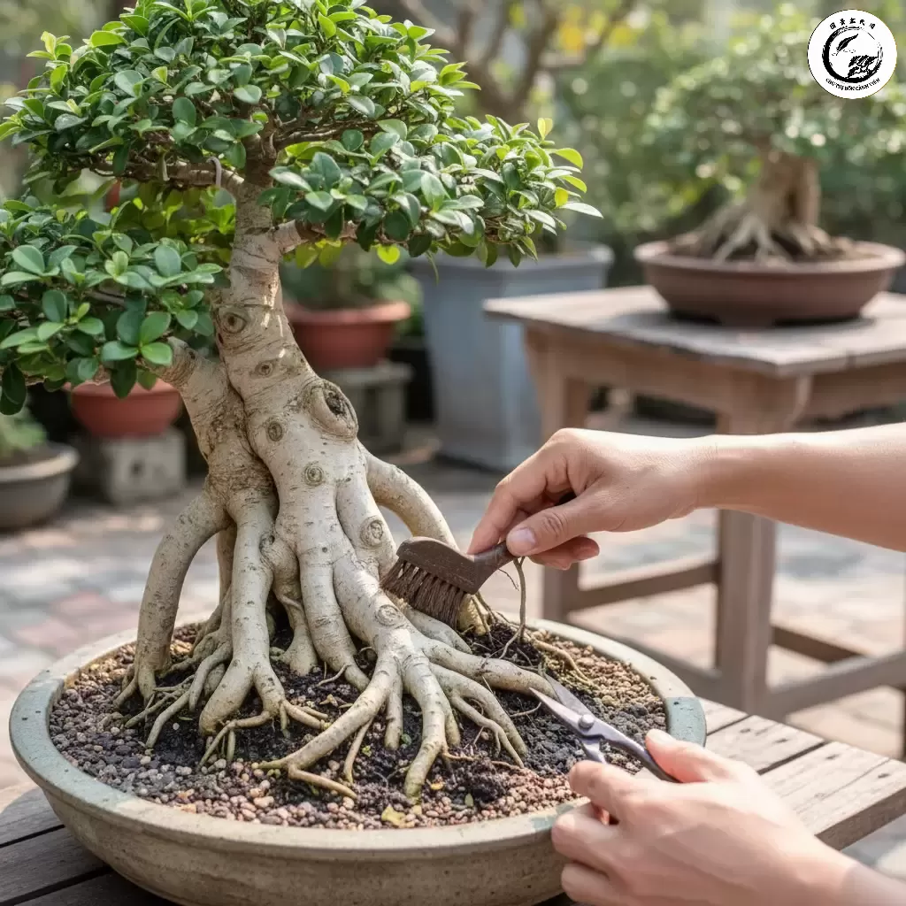 Bộ rễ nôm đã phát triển ổn định cần được chăm sóc và tỉa định kỳ để duy trì vẻ đẹp và sự vững chãi