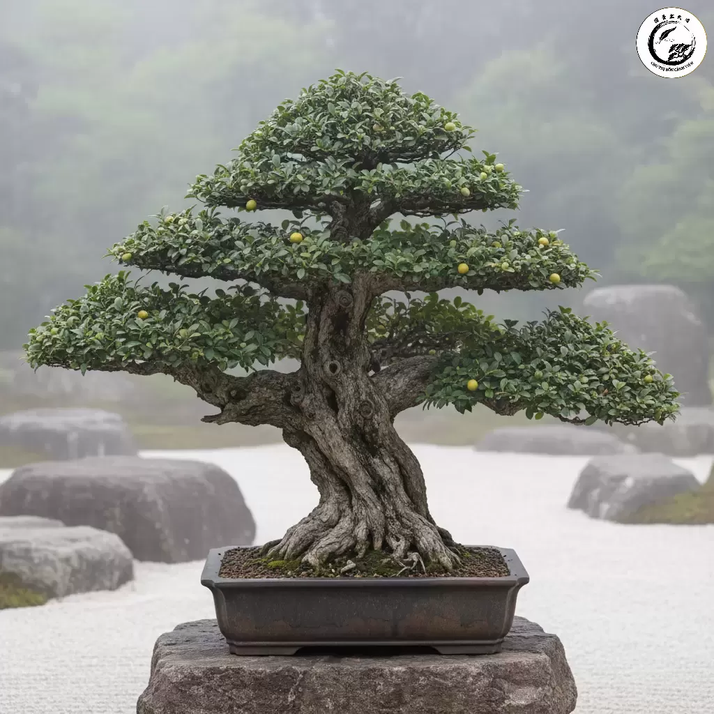 gemini_image_1767836373 Cây duối cổ thụ được tạo dáng bonsai thể hiện vẻ đẹp phong trần và sự trường thọ