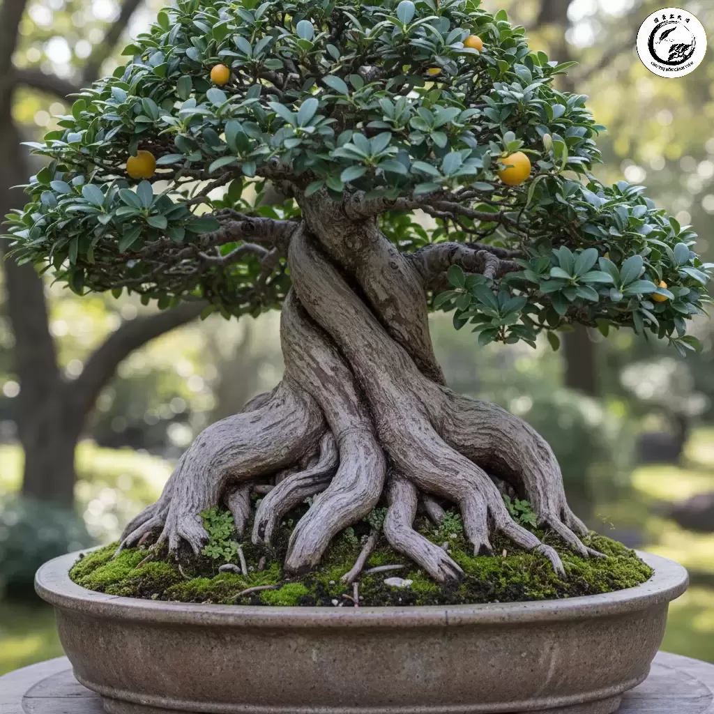 gemini_image_1767836605 Đánh giá rễ nổi Nebari là tiêu chí quan trọng hàng đầu trong việc bình phẩm Bonsai Duối thể hiện sự vững chãi và tuổi đời