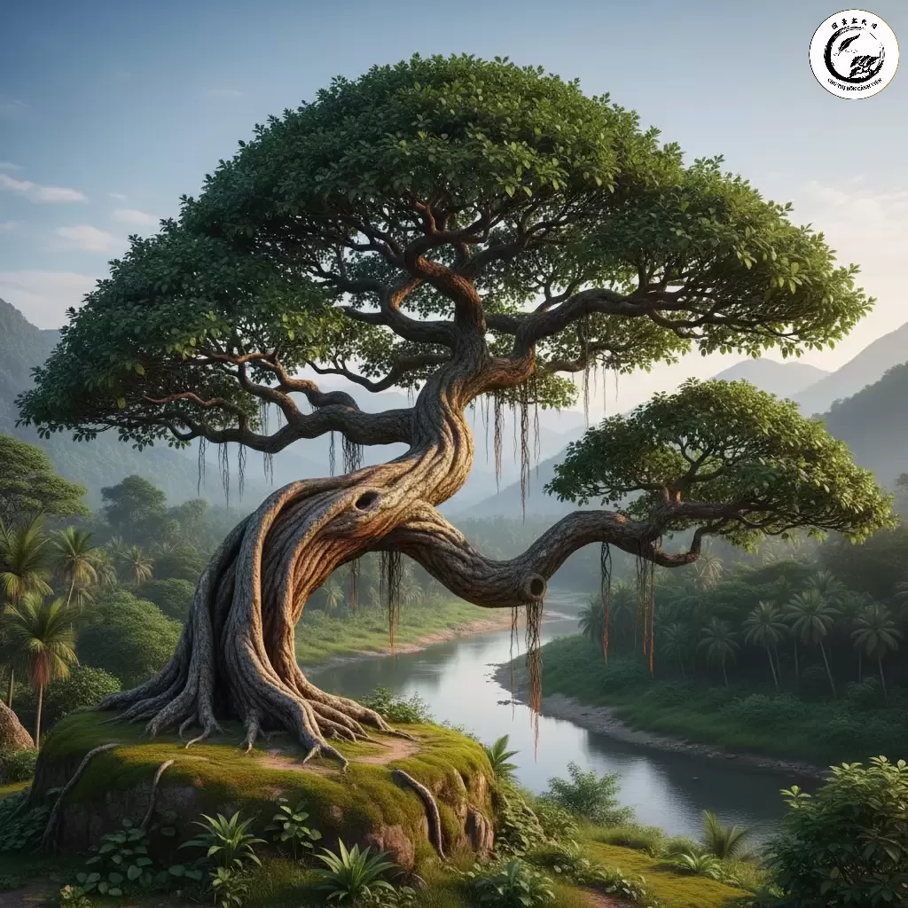gemini_image_1767836661 Cây Duối cổ thụ với hình dáng uy nghi tượng trưng cho sự bền vững