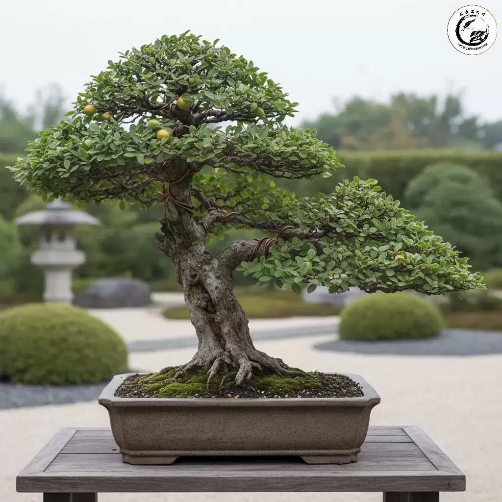 gemini_image_1767836662 Cây Duối bonsai được tạo dáng nghệ thuật tối ưu hóa năng lượng phong thủy