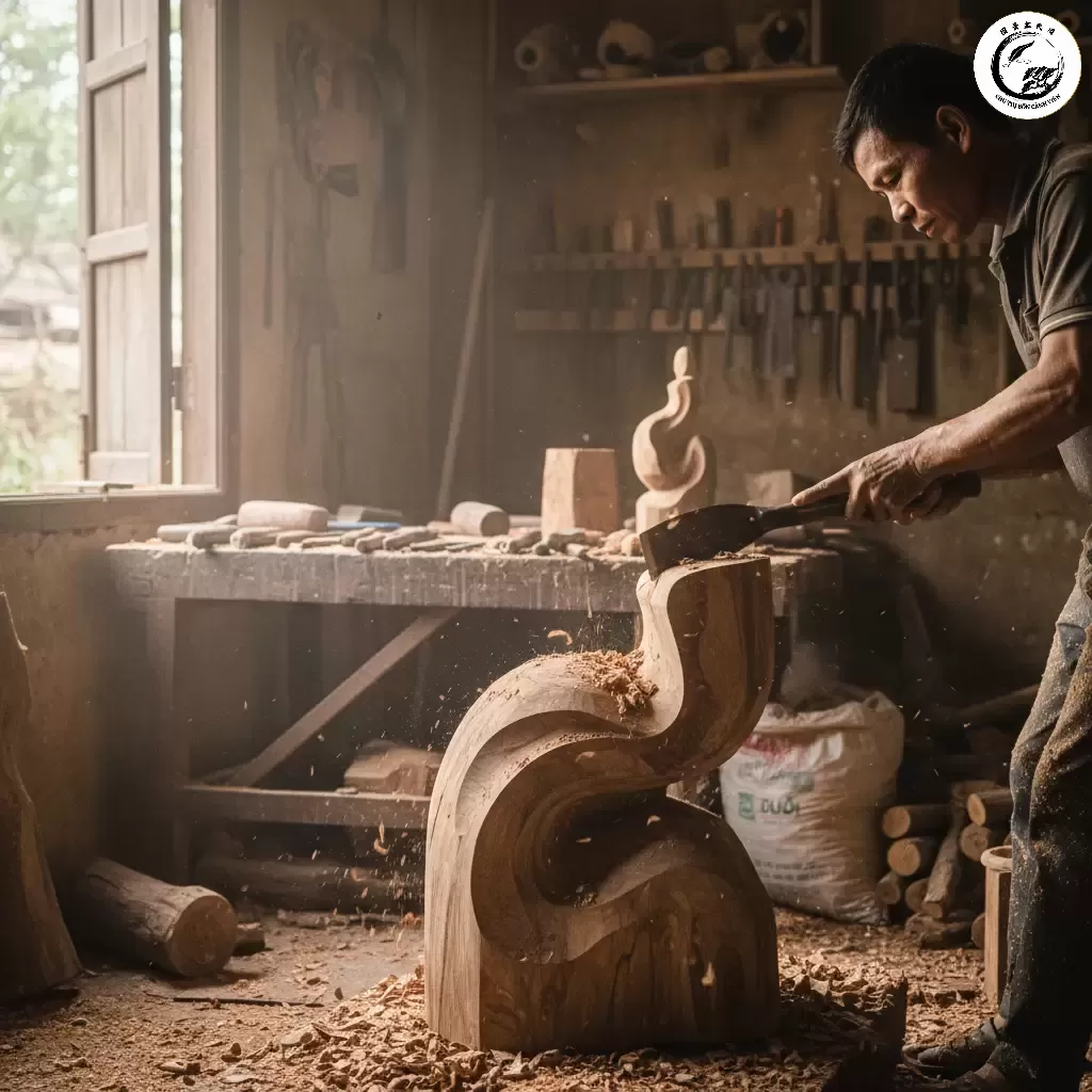 Định hình khối ban đầu loại bỏ các phần thừa và bắt đầu phác họa các đường nét chính của tác phẩm