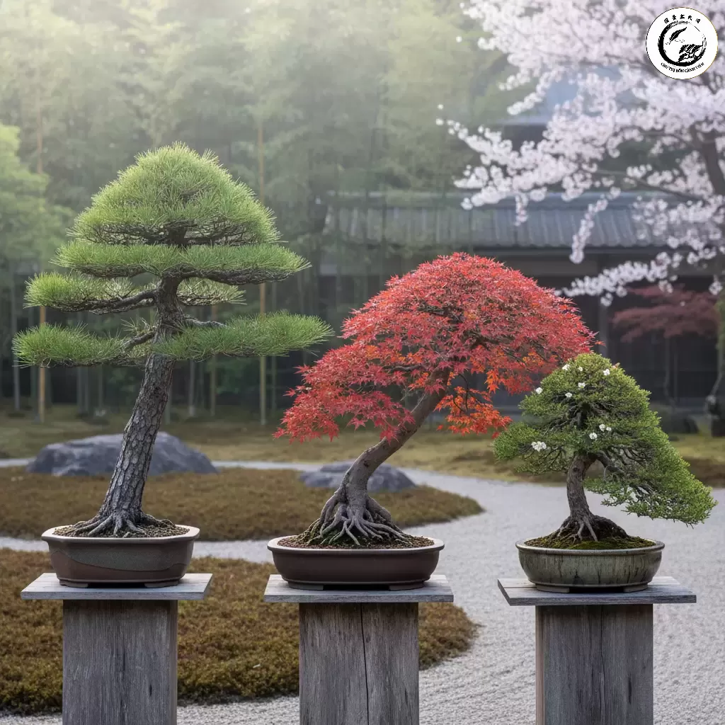 gemini_image_1767837047 Các phong cách Bonsai được tiêu chuẩn hóa để mô phỏng các trạng thái khác nhau của cây trong tự nhiên