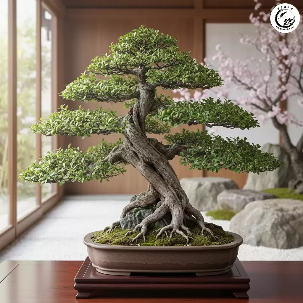 Cây duối bonsai hoàn thiện đạt đỉnh cao nghệ thuật với thân già và bộ tán cân đối