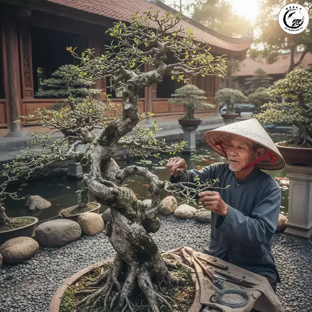 Quá trình tạo tác và chăm sóc cây Duối cảnh đòi hỏi sự kiên nhẫn và kỹ thuật cao từ nghệ nhân