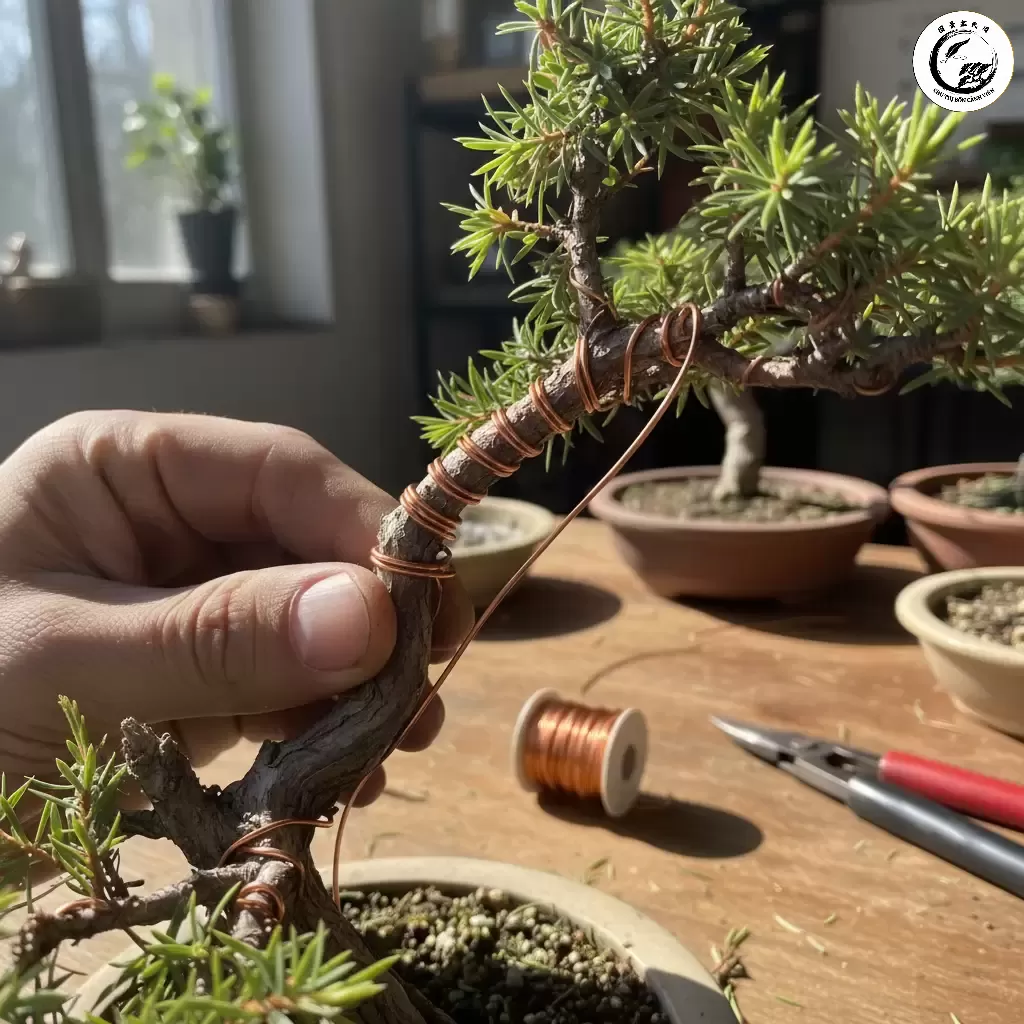 Quấn dây theo góc 45 độ giúp cố định cành cây một cách vững chắc và hiệu quả