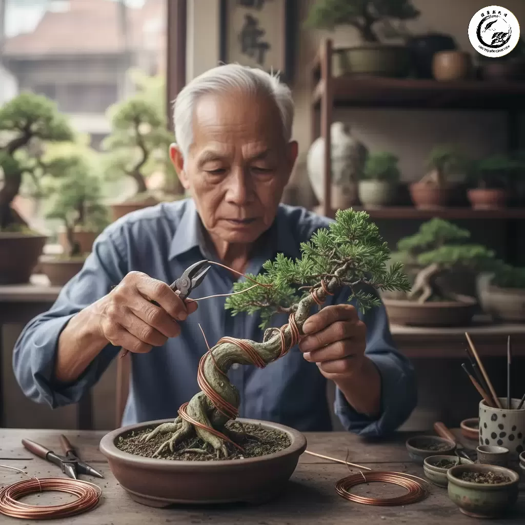 Uốn dây là kỹ thuật then chốt để định hình và tạo dáng cho cây bonsai mini