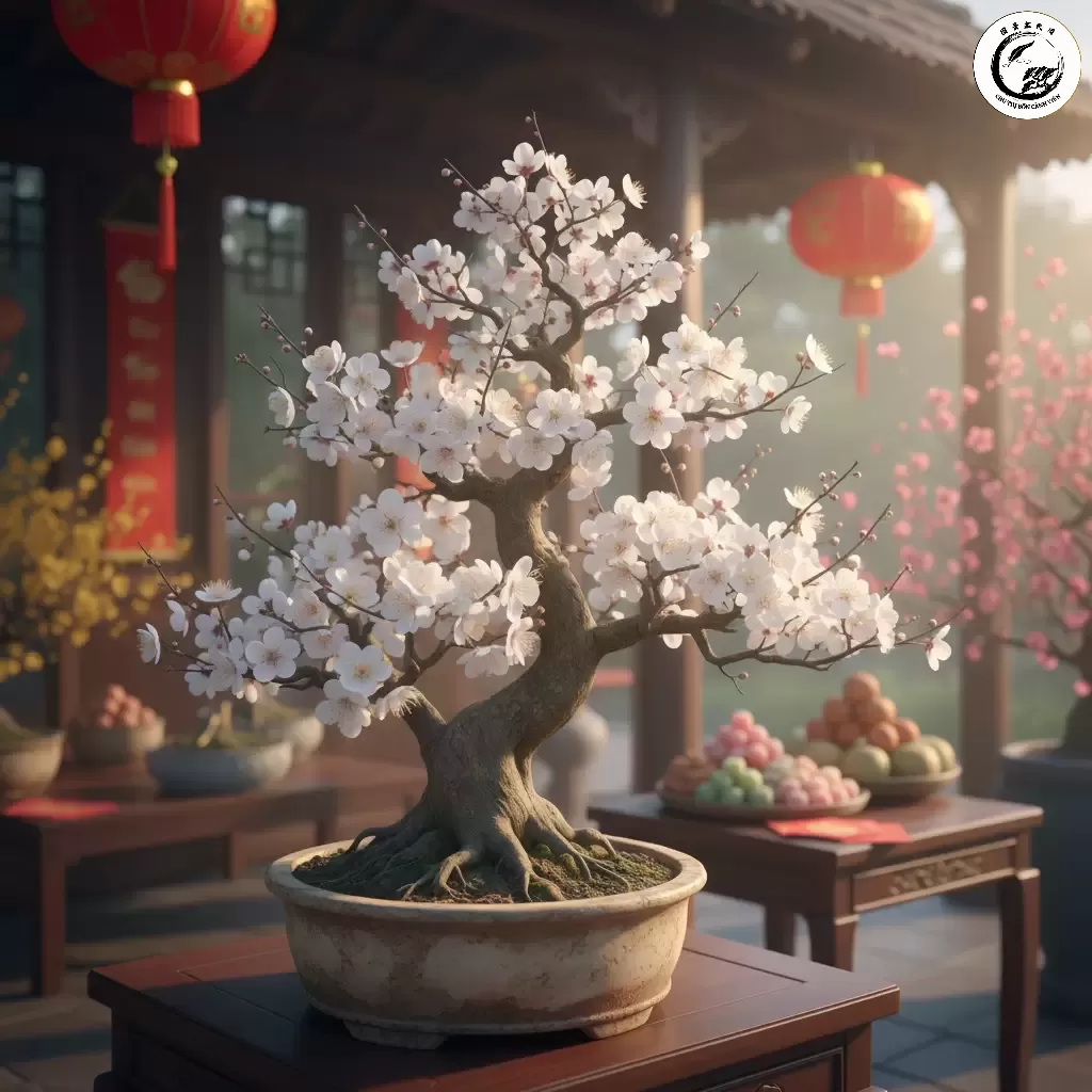 Vẻ đẹp tinh khôi và thanh cao của Nhất Chi Mai Bonsai khi nở rộ vào dịp Tết Nguyên Đán