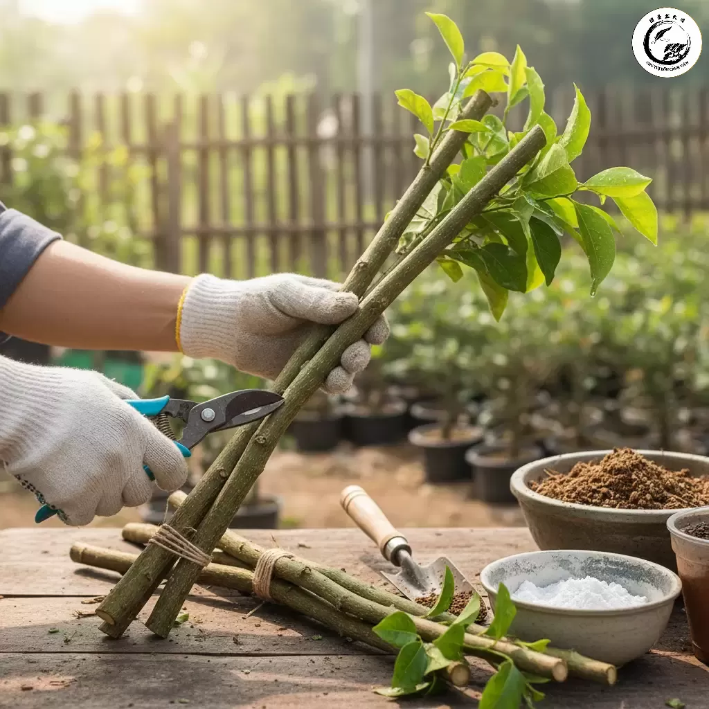 Giâm cành là phương pháp nhân giống cây Duối hiệu quả và nhanh chóng cần sử dụng thuốc kích rễ