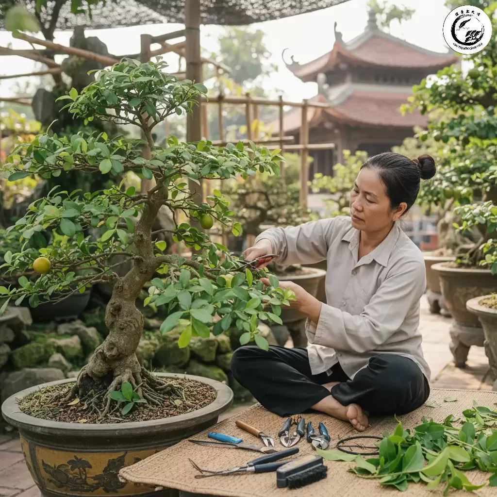 Cắt tỉa định kỳ giúp cây Duối duy trì hình dáng đẹp và phát triển khỏe mạnh đặc biệt quan trọng trong nghệ thuật bonsai