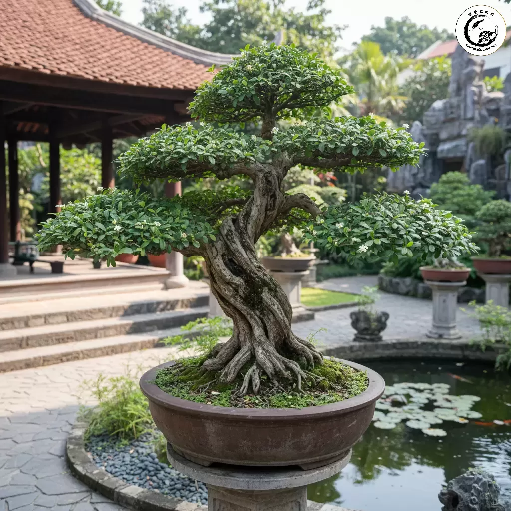 gemini_image_1767841572 Cây duối dáng bonsai được tạo hình tỉ mỉ tượng trưng cho sự trường thọ và bền vững trong phong thủy