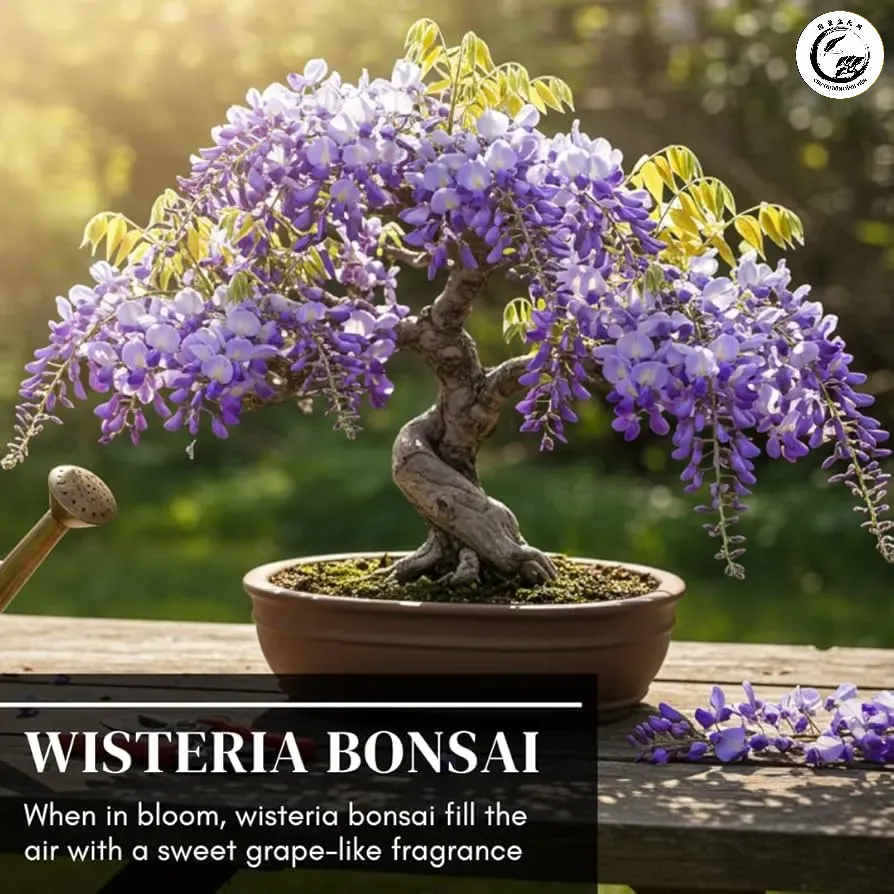 Vẻ đẹp lộng lẫy của Tử Đằng bonsai dáng thác đổ khi vào mùa nở rộ