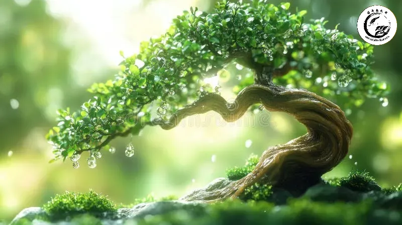 bonsai-tree-rain-small-lush-green-foliage-thick-gnarled-trunk-captured-moment-water-drops-cling-to-leaves-380683791 Nước mưa là nguồn dưỡng chất tự nhiên tuyệt vời cho sự phát triển của cây bonsai
