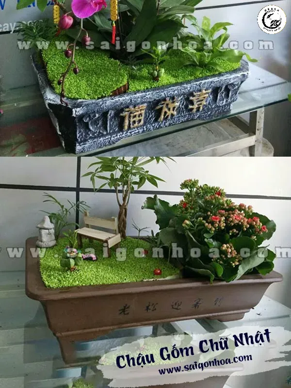 chau-gom-chu-nhat Chậu chữ nhật men rạn kiểu cổ điển mang lại vẻ đẹp hoài cổ và sang trọng cho không gian
