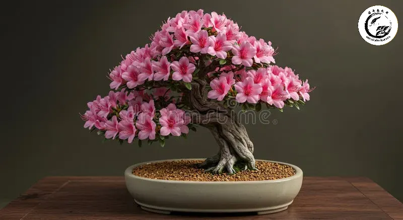 Sự kết hợp hoàn hảo giữa thân cây cổ thụ và sắc hoa mềm mại trong nghệ thuật bonsai