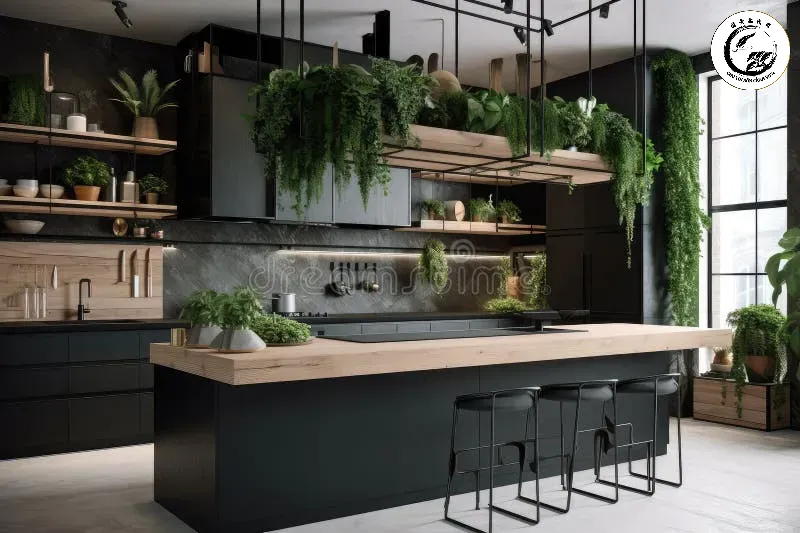 sleek-modern-kitchen-variety-greenery-including-bonsai-trees-hanging-plants-sleek-modern-kitchen-275627225 Việc đặt cây bonsai lên nóc tủ lạnh là một sai lầm phổ biến gây hại cho sức khỏe của cây