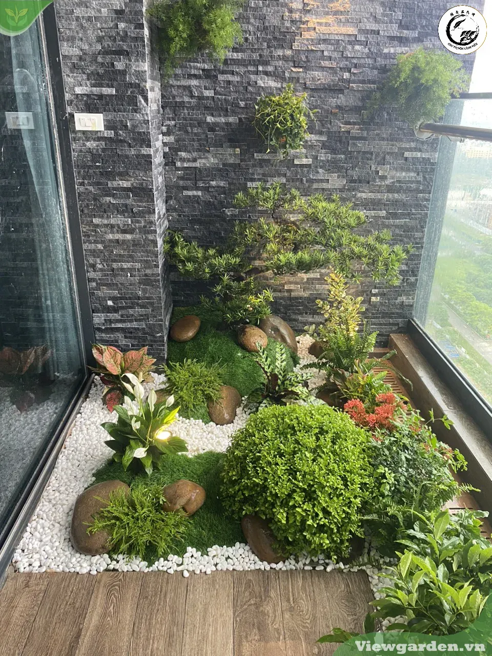 tieu-canh-ban-cong-1 Môi trường thông thoáng và ánh sáng vừa phải là điều kiện lý tưởng cho bonsai mame